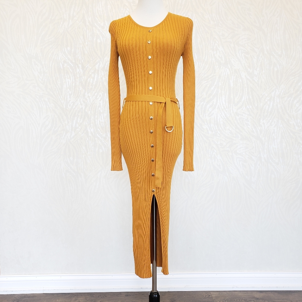 MUSTARD SWEATER FIT DRESS